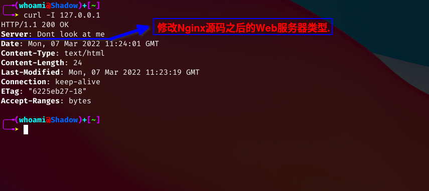 修改之后的Nginx,隐藏Web服务器