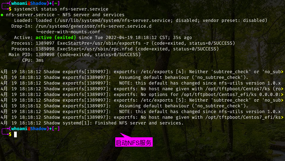 NFS服务启动状态