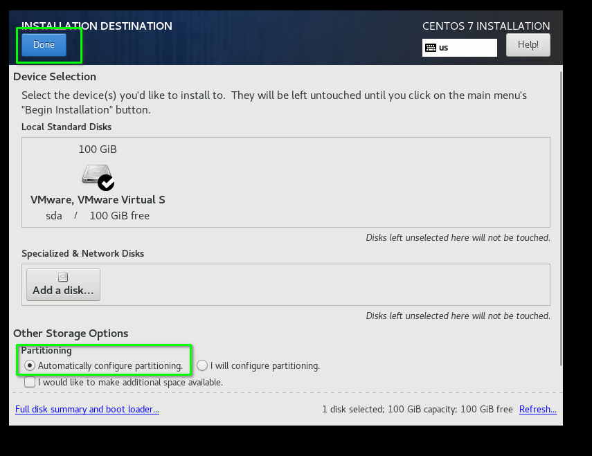 配置磁盤,選擇自動分區