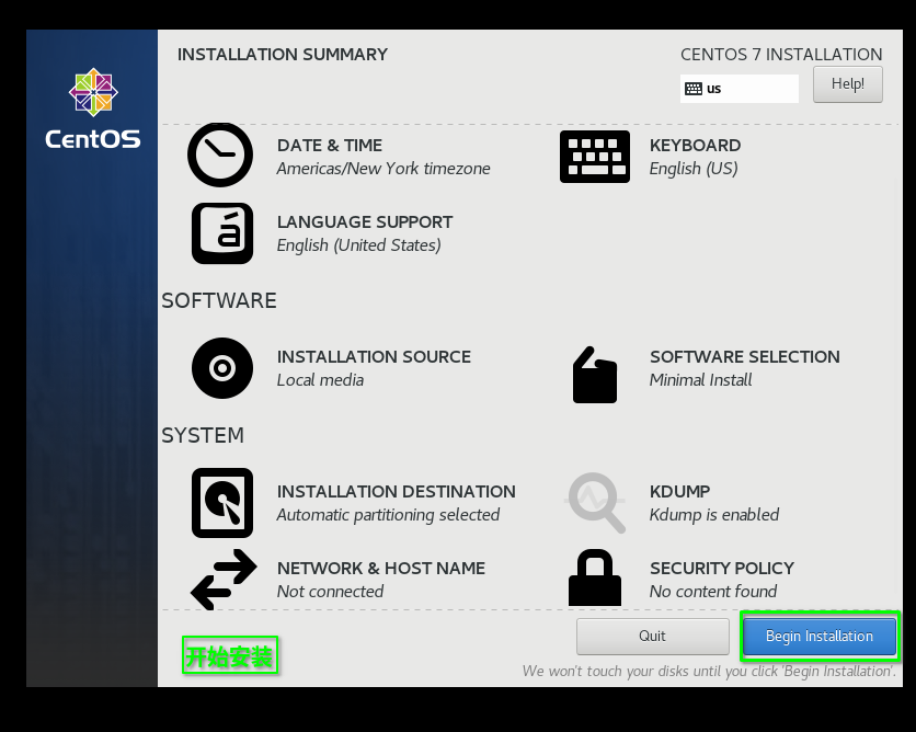 選擇Begin Installation開始安裝